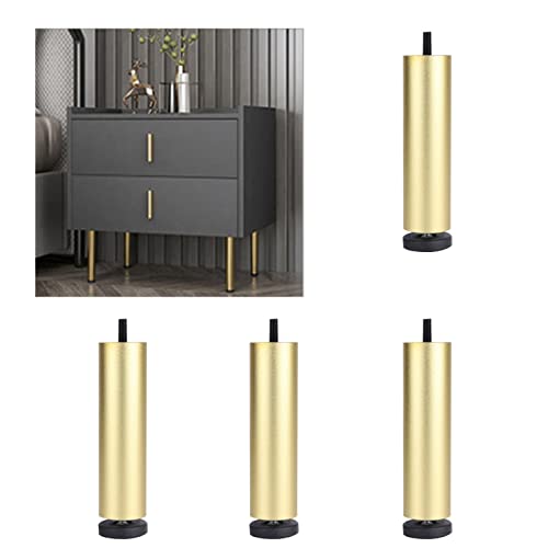 WDCDYQDH Möbelbeine, 4 Stück, runde Ersatzfüße, Metallstützdesign, Aluminium, für Sofa und Tisch, höhenverstellbar, Gold – 6 cm (2,5 Zoll, Gold: 20 cm (8 Zoll), 8 cm (3 Zoll) von WDCDYQDH