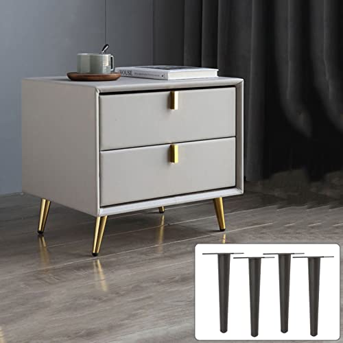 WDCDYQDH Möbelbeine, konisch, Sofa, 4 Metallfüße, TV-/Badezimmerschrank/Couchtisch, modernes Bett, schwer (Tragkraft 1000 kg), schwarz-gerade, 15 cm (B+G gerade) (schwarz von WDCDYQDH