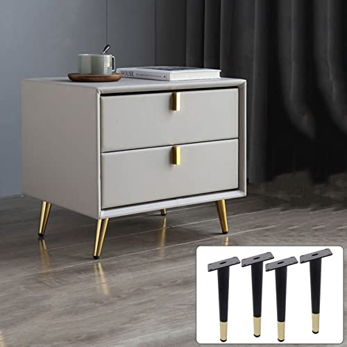 WDCDYQDH Möbelbeine, konisch, für Sofa, 4 Stück, Metallfüße, für Fernseher/Badezimmerschrank/Couchtisch, modernes Bett, schwer (Tragkraft 1000 kg), schwarz-gerade, 15 cm/6 Zoll (B+G, gerade, schräg) von WDCDYQDH
