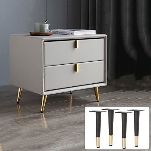WDCDYQDH Möbelbeine, konisch, für Sofas, 4 Stück, Metallfüße, für Fernseher/Badezimmerschränke/Couchtische, Moderne Betten, schwer (Tragkraft 1000 kg), schwarz-gerade, 15 cm (B+G gerade) von WDCDYQDH