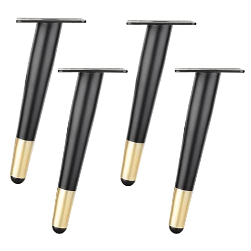 WDCDYQDH Möbelbeine, schräge Kegel, Metall, Sofa-Stützfüße, Küchen-Ersatzbeine, Hardware-Zubehör (schwarz + Gold, 45 cm/17,7 Zoll), 55 cm/21,7 Zoll von WDCDYQDH