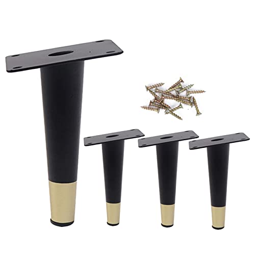 WDCDYQDH Möbelbeine aus Metall, für Schränke, verschleißfest, für Tische, austauschbare Füße, Schwarz, Gold, 4er-Set, Kaffee, schlicht, zart, Schwarz-schräg, 20 cm (B+G, gerade, schräg) von WDCDYQDH