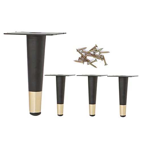WDCDYQDH Möbelbeine aus Metall, für Schränke, verschleißfest, für Tische, austauschbare Füße, Schwarz, Gold, 4er-Set, Kaffee, schlicht, zart, Schwarz-schräg, 20 cm (B+G gerade) von WDCDYQDH