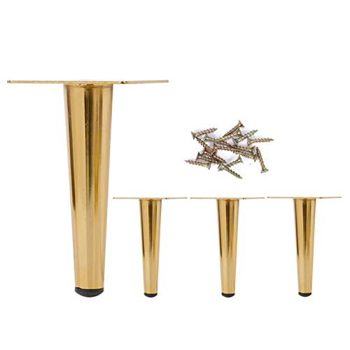 WDCDYQDH Möbelbeine aus Metall, für Schränke, verschleißfest, für Tische, austauschbare Füße, Schwarz und Gold, 4er-Set, Kaffee, schlicht, zart, Schwarz-schräg, 20 cm (B+G gerade) (Gold von WDCDYQDH