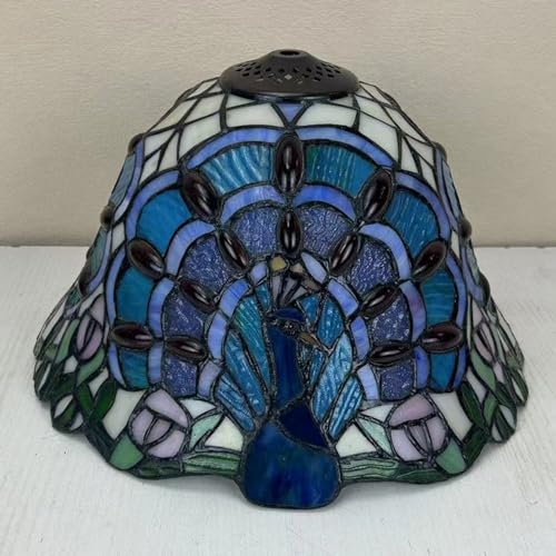 WDCDYQDH Nur Ersatzlampenschirm in Pfauenform, B 30,5 x H 17,8 cm, Tiffany-Buntglas-Lampenschirme, Blau, Grün, Bernstein, Perlen, Vintage-Lichtabdeckung für Tischlampen, Pendelleuchten, Deckenleuchte WDCDYQDH Nur Ersatzlampenschirm in Pfauenform, B 30,5 x H 17,8 cm, Tiffany-Buntglas-Lampenschirme, Blau, Grün, Bernstein, Perlen, Vintage-Lichtabdeckung für Tischlampen, Pendelleuchten, Deckenleuchte von WDCDYQDH