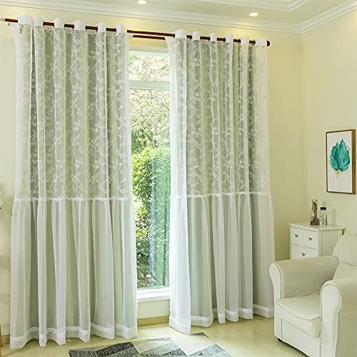 WDCDYQDH Schwarzer Vorhang mit transparentem Tüll, weicher Voile-Spitze, solide Paneele, wärmeisolierte Vorhänge, gefütterte Ösenvorhänge (Beige, B 200 x H 270 cm) (Grün, B 350 x H 270 cm) von WDCDYQDH