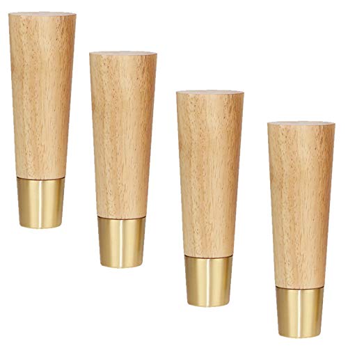 WDCDYQDH Set mit 4 Möbelbeinen aus Massivholz, konische Gummi-Sofabeine, Couchtisch, nordischer Schrank, Ersatzfüße (Holzfarbe: 15 cm, 12 cm) von WDCDYQDH
