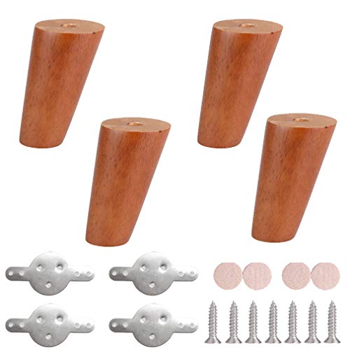 WDCDYQDH Set mit 4 runden Möbelbeinen aus Holz, Sofafüße aus massivem Gummiholz, schräger Kegel, Ersatz für Küchentische (25 cm) (eine Farbe: 10 cm) von WDCDYQDH