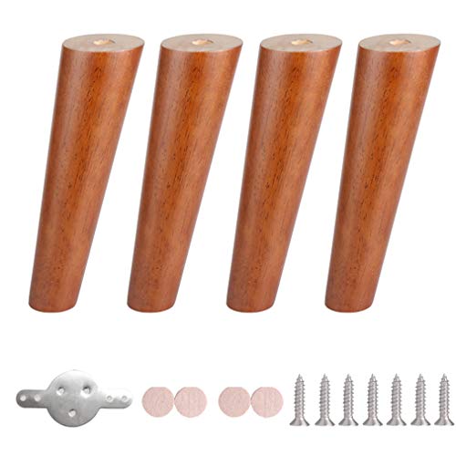 WDCDYQDH Set mit 4 runden Möbelbeinen aus Holz, Sofafüße aus massivem Gummiholz, schräger Kegel, Ersatz für Küchentische (25 cm) (eine Farbe: 20 cm) von WDCDYQDH