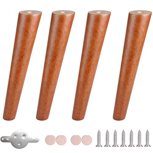 WDCDYQDH Set mit 4 runden Möbelbeinen aus Holz, Sofafüße aus massivem Gummiholz, schräger Kegel, Ersatz für Küchentische (25 cm) (eine Farbe: 40 cm) von WDCDYQDH