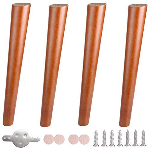 WDCDYQDH Set mit 4 runden Möbelbeinen aus Holz, Sofafüße aus massivem Gummiholz, schräger Kegel, Ersatz für Küchentische (25 cm) (eine Farbe: 60 cm) von WDCDYQDH
