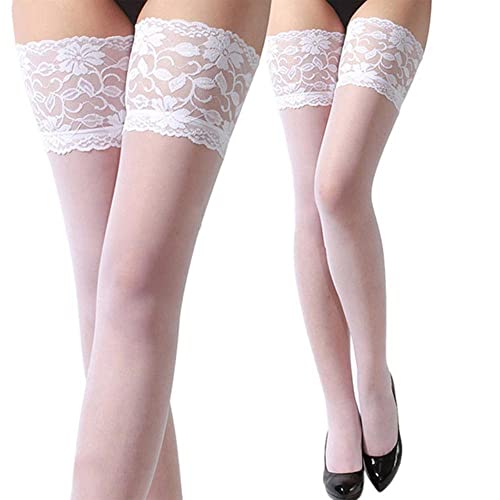 WDCDYQDH Sexy Damen-Strümpfe, Dessous, Netzstoff, Spitzenoberteil, Oberschenkelstrumpfhosen, Nahtlose Strumpfhosen mit Fußspitze, Fischnetz-Netz (mit Einheitsgröße) von WDCDYQDH