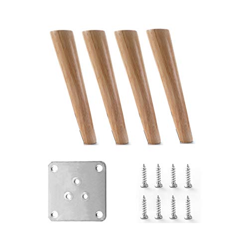 WDCDYQDH Sofabeine aus Holz, 4 Stück, Ersatzhöhe für Tisch und Kommode, mit Schrauben, Montageplatte (schräge Füße: 10 cm/4 Zoll, 8 cm/3 Zoll) von WDCDYQDH