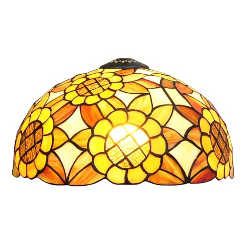 WDCDYQDH Tiffany-Lampenschirm, 30,5 cm breit, Zubehör, nur Ersatz, Barock-Lampenschirme aus Buntglas mit Sonnenblumen, Gelb, Rosa, Blau, Orange, Bernstein, Blumen, Lichtabdeckung für Tischpendel WDCDYQDH Tiffany-Lampenschirm, 30,5 cm breit, Zubehör, nur Ersatz, Barock-Lampenschirme aus Buntglas mit Sonnenblumen, Gelb, Rosa, Blau, Orange, Bernstein, Blumen, Lichtabdeckung für Tischpendel von WDCDYQDH