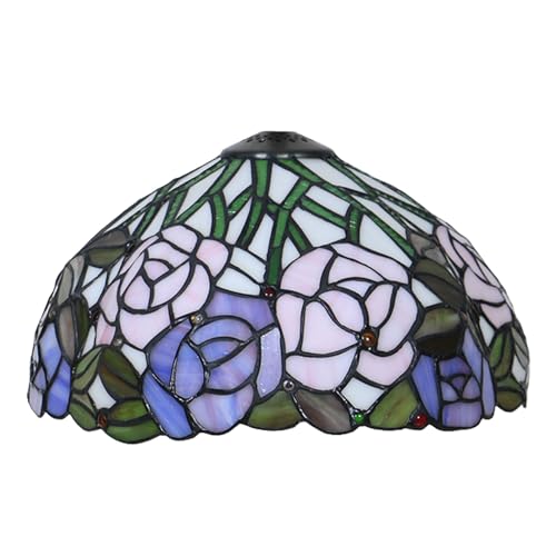 WDCDYQDH Tiffany-Lampenschirm, 30,5 cm breit, Zubehör, nur Ersatz, Lampenschirme aus Buntglas im Rosenstil, Vintage-Stil, Rosa, Blau, Rot, Orange, Grün, Blumen, Lichtabdeckung für Tischpendel WDCDYQDH Tiffany-Lampenschirm, 30,5 cm breit, Zubehör, nur Ersatz, Lampenschirme aus Buntglas im Rosenstil, Vintage-Stil, Rosa, Blau, Rot, Orange, Grün, Blumen, Lichtabdeckung für Tischpendel von WDCDYQDH