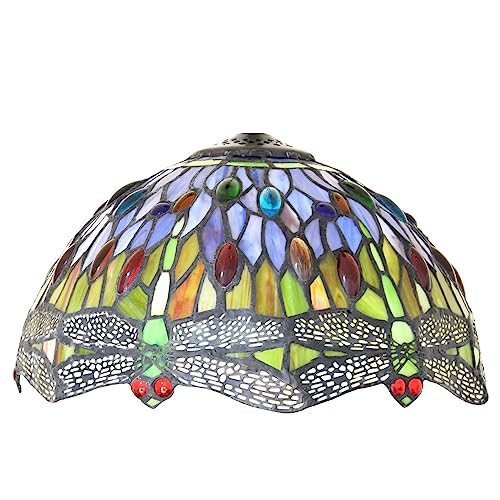 WDCDYQDH Tiffany-Lampenschirm, 30,5 cm breit, Zubehör, nur Ersatz, Libellen-Stil, Buntglas-Lampenschirm, Rot, Grün, Blau, Gelb, Orange, Lichtabdeckung für Tisch-, Pendel- und Deckenleuchte, X8 WDCDYQDH Tiffany-Lampenschirm, 30,5 cm breit, Zubehör, nur Ersatz, Libellen-Stil, Buntglas-Lampenschirm, Rot, Grün, Blau, Gelb, Orange, Lichtabdeckung für Tisch-, Pendel- und Deckenleuchte, X8 von WDCDYQDH