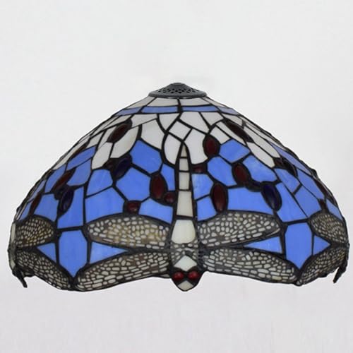 WDCDYQDH Tiffany-Lampenschirm, 30,5 cm breit, Zubehör, nur Ersatz, Libellen-Stil, Buntglas-Lampenschirm, Rot, Grün, Blau, Gelb, Orange, Lichtabdeckung für Tisch-, Pendel- und Deckenleuchte, X9 von WDCDYQDH