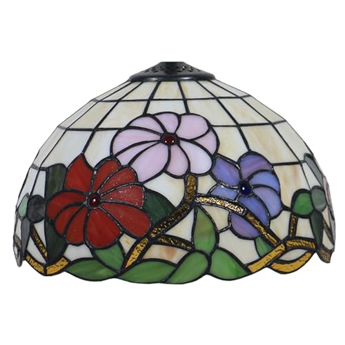 WDCDYQDH Tiffany-Lampenschirm, 30,5 cm breit, Zubehör, nur Ersatz, Pastorale Blumenmuster, Buntglas-Lampenschirme, Vintage, Rot, Rosa, Blau, Orange, Blumen-Lichtabdeckung für Tischpendel, Petunie WDCDYQDH Tiffany-Lampenschirm, 30,5 cm breit, Zubehör, nur Ersatz, Pastorale Blumenmuster, Buntglas-Lampenschirme, Vintage, Rot, Rosa, Blau, Orange, Blumen-Lichtabdeckung für Tischpendel, Petunie von WDCDYQDH