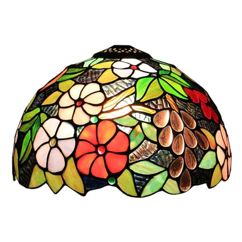 WDCDYQDH Tiffany-Lampenschirm, 30,5 cm breit, Zubehör, nur Ersatz, Traubenstil, Buntglas-Lampenschirme, Vintage, Rosa, Blau, Rot, Blume, Grün, Blattperlen, Lichtabdeckung für Tischpendel, M WDCDYQDH Tiffany-Lampenschirm, 30,5 cm breit, Zubehör, nur Ersatz, Traubenstil, Buntglas-Lampenschirme, Vintage, Rosa, Blau, Rot, Blume, Grün, Blattperlen, Lichtabdeckung für Tischpendel, M von WDCDYQDH