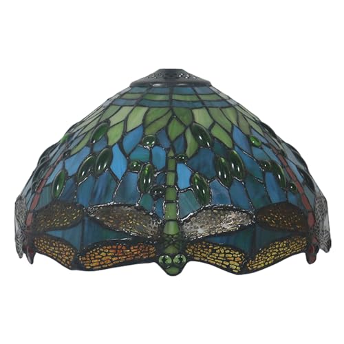 WDCDYQDH Tiffany-Lampenschirm, 30,5 cm breit, Zubehör nur Ersatz, Rosen-, Libellen-, Sonnenblumen-, Buntglas-Lampenschirme, Vintage-Stil, Gelb, Rot, Meerblau, Blumen-Lichtabdeckung für Tischpendel WDCDYQDH Tiffany-Lampenschirm, 30,5 cm breit, Zubehör nur Ersatz, Rosen-, Libellen-, Sonnenblumen-, Buntglas-Lampenschirme, Vintage-Stil, Gelb, Rot, Meerblau, Blumen-Lichtabdeckung für Tischpendel von WDCDYQDH