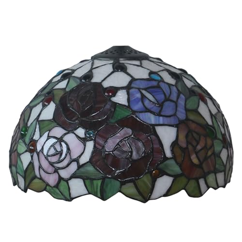 WDCDYQDH Tiffany-Lampenschirm, 30,5 cm breit, Zubehör nur Ersatz, Rosen-, Libellen-, Sonnenblumen-, Buntglas-Lampenschirme, Vintage-Stil, Gelb, Rot, Meerblau, Blumen-Lichtabdeckung für Tischpendel WDCDYQDH Tiffany-Lampenschirm, 30,5 cm breit, Zubehör nur Ersatz, Rosen-, Libellen-, Sonnenblumen-, Buntglas-Lampenschirme, Vintage-Stil, Gelb, Rot, Meerblau, Blumen-Lichtabdeckung für Tischpendel von WDCDYQDH