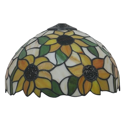 WDCDYQDH Tiffany-Lampenschirm, 30,5 cm breit, Zubehör nur Ersatz, Rosen-, Libellen-, Sonnenblumen-, Buntglas-Lampenschirme, Vintage-Stil, Gelb, Rot, Meerblau, Blumen-Lichtabdeckung für Tischpendel WDCDYQDH Tiffany-Lampenschirm, 30,5 cm breit, Zubehör nur Ersatz, Rosen-, Libellen-, Sonnenblumen-, Buntglas-Lampenschirme, Vintage-Stil, Gelb, Rot, Meerblau, Blumen-Lichtabdeckung für Tischpendel von WDCDYQDH