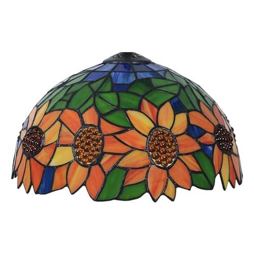 WDCDYQDH Tiffany-Lampenschirm, 30,5 cm breit, Zubehör nur Ersatz, Sonnenblumen-Buntglas-Lampenschirme, Vintage, Gelb, Orange, Blume, Schmetterling, Perlen, Lichtabdeckung für Tischanhänger, A WDCDYQDH Tiffany-Lampenschirm, 30,5 cm breit, Zubehör nur Ersatz, Sonnenblumen-Buntglas-Lampenschirme, Vintage, Gelb, Orange, Blume, Schmetterling, Perlen, Lichtabdeckung für Tischanhänger, A von WDCDYQDH