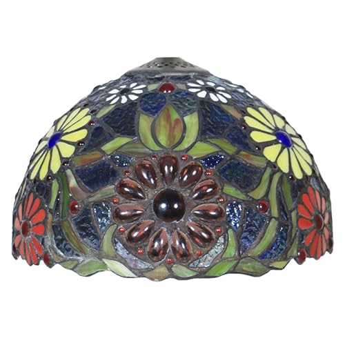WDCDYQDH Tiffany-Lampenschirm, 30,5 cm breit, Zubehör nur Ersatz, Sonnenblumen-Buntglas-Lampenschirme, Vintage, Gelb, Orange, Blume, Schmetterling, Perlen, Lichtabdeckung für Tischanhänger, C WDCDYQDH Tiffany-Lampenschirm, 30,5 cm breit, Zubehör nur Ersatz, Sonnenblumen-Buntglas-Lampenschirme, Vintage, Gelb, Orange, Blume, Schmetterling, Perlen, Lichtabdeckung für Tischanhänger, C von WDCDYQDH