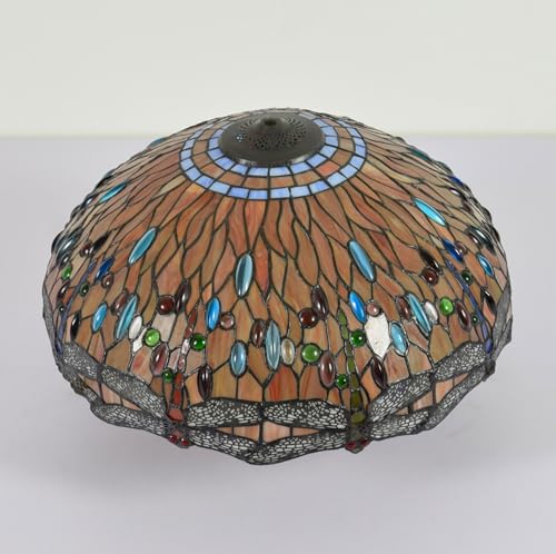 WDCDYQDH Tiffany-Lampenschirm-Ersatz, 50,8 x 25,4 cm, Buntglas, Libelle, Rose, Traube, Barock-Stil, Lampenschirm nur mit Kappe, passend für Tisch-, Pendel-, Boden- und Deckenleuchte A WDCDYQDH Tiffany-Lampenschirm-Ersatz, 50,8 x 25,4 cm, Buntglas, Libelle, Rose, Traube, Barock-Stil, Lampenschirm nur mit Kappe, passend für Tisch-, Pendel-, Boden- und Deckenleuchte A von WDCDYQDH