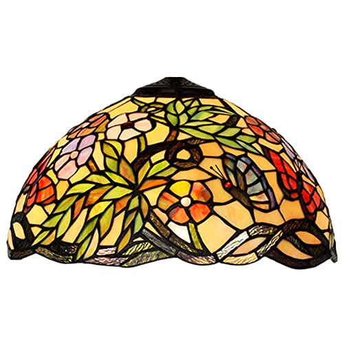 WDCDYQDH Tiffany-Lampenschirm aus Buntglas mit Schmetterlings- und Blumenmotiv, nur 16 Zoll, rot, blau, rosa, grün, Blatt-Ersatzschirme für Tischlampe, Pendelleuchte, Decken- und Stehlampe WDCDYQDH Tiffany-Lampenschirm aus Buntglas mit Schmetterlings- und Blumenmotiv, nur 16 Zoll, rot, blau, rosa, grün, Blatt-Ersatzschirme für Tischlampe, Pendelleuchte, Decken- und Stehlampe von WDCDYQDH