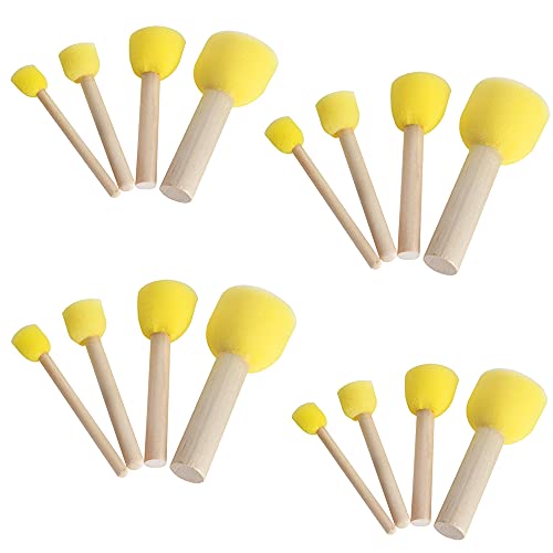 16 Stück Runde Schwämme Pinsel Set, Pinselset aus Schaumstoff, Malschwamm Schaum, für Kinder, Stempel Pinsel, Kinder Früherziehung Zeichnung Werkzeuge von WDDP