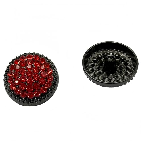 Runde Metall-Strass-Knöpfe für Kleidung, DIY, Nähzubehör, Hochzeit, Dekaration, Großhandel, Luxus, Mode, Dekor-Knöpfe (Rot + Gun Black, 23 mm), 5 Stück von WDFCSIX