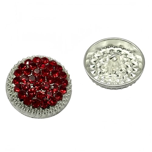 Runde Metall-Strass-Knöpfe für Kleidung, DIY, Nähzubehör, Hochzeit, Dekaration, Großhandel, Luxus, Mode, Dekor-Knöpfe (Rot + Silber, 23 mm), 5 Stück von WDFCSIX