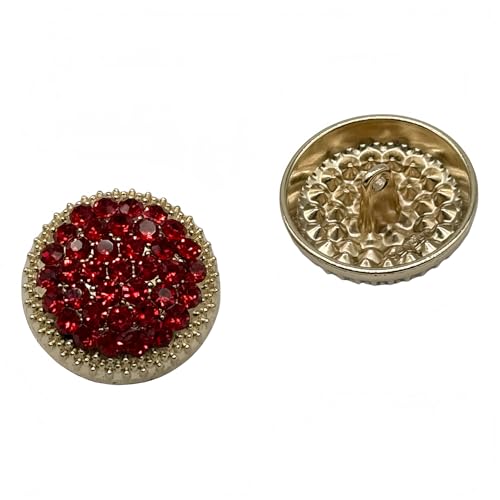 Runde Metall-Strass-Knöpfe für Kleidung, DIY, Nähzubehör, Hochzeit, Dekaration, Großhandel, Luxus, Mode, Dekor-Knöpfe (rot + goldfarben, 18 mm), 5 Stück von WDFCSIX