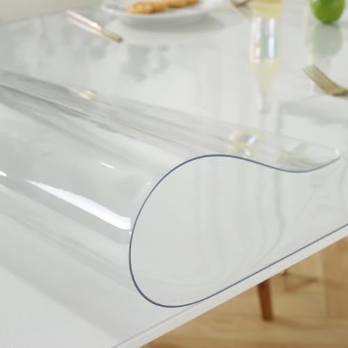 Tischdecke Transparent Tischfolie 4mm Glasklar Folie Tischschutz Wasserdicht Abwaschbar Polyvinylchloride Folie Wunschmaß Fettdicht Tischschutzfolie, 40/60/80/90/100 cm breit(Clear,40 * 60cm) von WDFYM