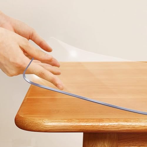 Tischfolie Transparent abgeschrägter Kante/Tischschutz Transparent versch Größen und Wunschmaß/Tisch Schutzfolie Folie for Tisch aus PVC,1mm,40/50/60/80/90/100/110/120cm(100x140cm/39.38x55.12in) von WDFYM