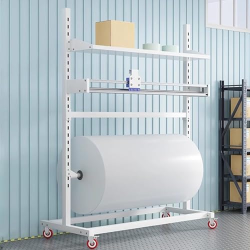 Handabroller für Stretchfolie Gewerblicher Stretchfolienspender mit Schneidevorrichtung Standgerät Geschenkpapierrolle Lagerregal Verstellbar Halter für Luftpolsterfolie(White,Internal Width 100cm) von WDJBPSH
