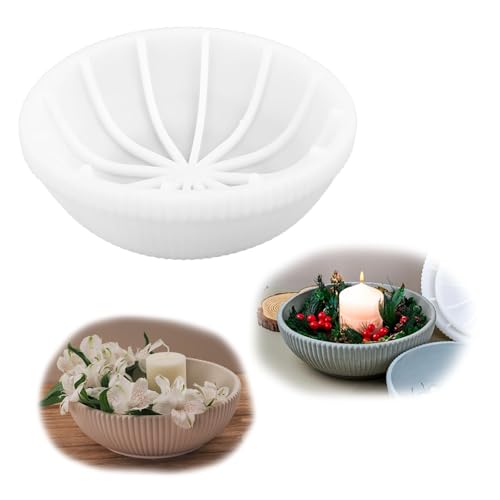 Silikonformen Gießformen Schale für Bowl, Rund Tablett Gießformen Silikon Schalen, Epoxidharz Silikonformen zur Herstellung von Schüssel, Silikonform Teller für DIY-Projekt,25x8cm (Streifen-Groß) von WDJLNZB