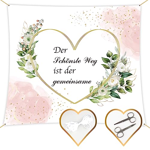 WDJLNZB Hochzeitslaken zum Ausschneiden, 200x180cm Bettlaken mit Herz Hochzeit inkl.2 Scheren, Spiel für Das Brautpaar Hochzeit Bettlaken Hochzeitsspiele, Standesamt Überraschung (A) von WDJLNZB