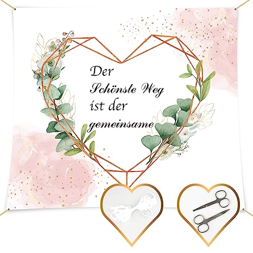 WDJLNZB Hochzeitslaken zum Ausschneiden, 200x180cm Bettlaken mit Herz Hochzeit inkl.2 Scheren, Spiel für Das Brautpaar Hochzeit Bettlaken Hochzeitsspiele, Standesamt Überraschung (B) von WDJLNZB