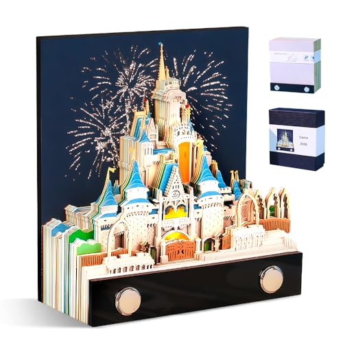 WDKXCN 3D Kalender 2026, 3D Notizblock, Kalender Abreißen 2026 mit Licht, 146 Papier DIY Schlossmodell Papierkunst, 9 x 8 x 4 CM Kreative Magic Papierskulptur Castle Haftnotizen WDKXCN 3D Kalender 2026, 3D Notizblock, Kalender Abreißen 2026 mit Licht, 146 Papier DIY Schlossmodell Papierkunst, 9 x 8 x 4 CM Kreative Magic Papierskulptur Castle Haftnotizen von WDKXCN