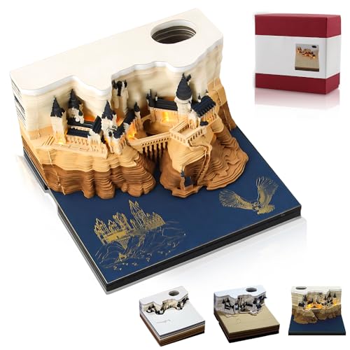 WDKXCN 3D Kalender 2026 AbreißEn, 3D Notizblock Castle mit Licht, 3D Time Piece Calendar AbreißKalender, Tischkalender, Wochenkalender Haftnotizen,Papierskulptur Desktop Ornament,Weihnachtsgeschenke von WDKXCN