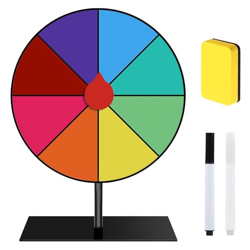 WDKXCN Glücksrad zum Drehen, 20cm 8 Farben Glücksrad Zum Selbstgestalten, Gluecksrad Gluecksrad mit Trocken Abwischbarem Marker und Radiergummi, Glücksrad Kaufen für Wortspiele Karneval Party von WDKXCN