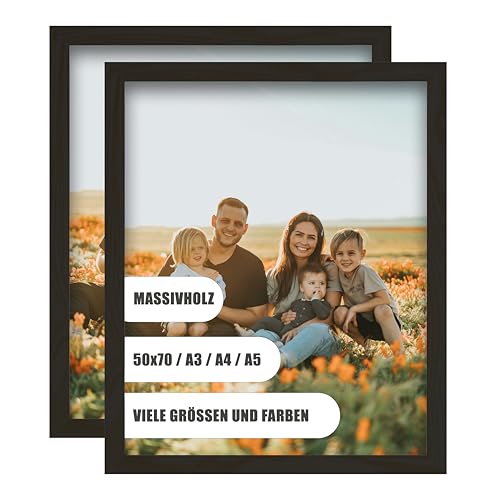 WDN CRAFT Bilderrahmen 50x70 cm 2er SET- Natur Holz (Kiefer) - Fotorahmen 50x70 - Bilderrahmen 50 x 70 Schwarz 2 Stück Bilderrahmen 50 x 70 Schwarz von WDN CRAFT