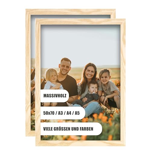 WDN CRAFT Bilderrahmen din A3 29,7x42 cm 2er SET- Natur Holz (Kiefer) - Fotorahmen 29,7x42 - Bilderrahmen A3 Naturfarbenes 2 Stück Bilderrahmen A3 Naturfarbenes von WDN CRAFT