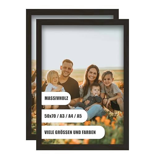 WDN CRAFT Bilderrahmen din A3 29,7x42 cm 2er SET- Natur Holz (Kiefer) - Fotorahmen 29,7x42 - Bilderrahmen A3 Schwarz 2 Stück Bilderrahmen A3 Schwarz von WDN CRAFT