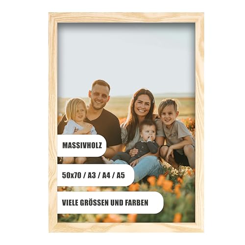 WDN CRAFT Natur Holz Bilderrahmen din A3 29,7 x 42 cm - Kiefer Fotorahmen Holz 29,7 x 42 Naturfarbenes mit Acrylglas von WDN CRAFT