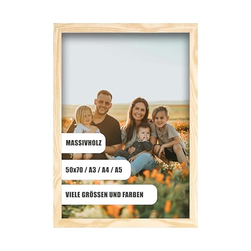 WDN CRAFT Natur Holz Bilderrahmen din A4 21 x 29,7 cm - Kiefer Fotorahmen Holz 21 x 29,7 Naturfarbenes mit Acrylglas von WDN CRAFT