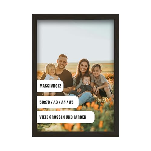 WDN CRAFT Bilderrahmen din A4 21x29,7 cm - Natur Holz (Kiefer) - Fotorahmen 21x29,7 - Bilderrahmen A4 Schwarz von WDN CRAFT