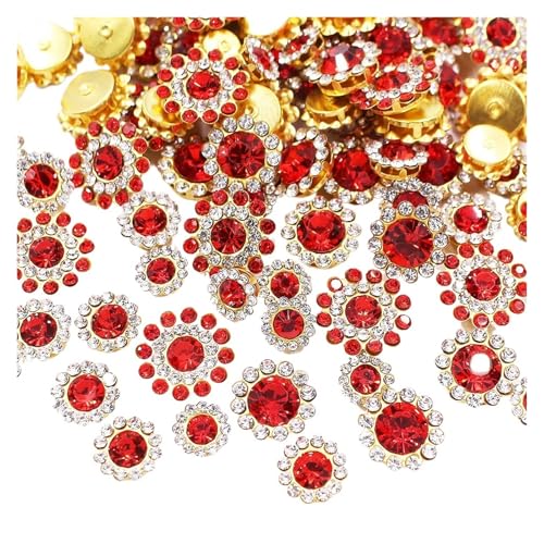 Strassknöpfe 100 Stück Strasssteine zum Aufnähen mit Blumen, glänzende Kristalle, Besatz aus Glassteinen, Perlen, Knöpfe, Basteln, Nähen von Strasssteinen for die Dekoration von Kleidung(Siam,100PCS Strassknöpfe 100 Stück Strasssteine zum Aufnähen mit Blumen, glänzende Kristalle, Besatz aus Glassteinen, Perlen, Knöpfe, Basteln, Nähen von Strasssteinen for die Dekoration von Kleidung(Siam,100PCS von WDSBZNB